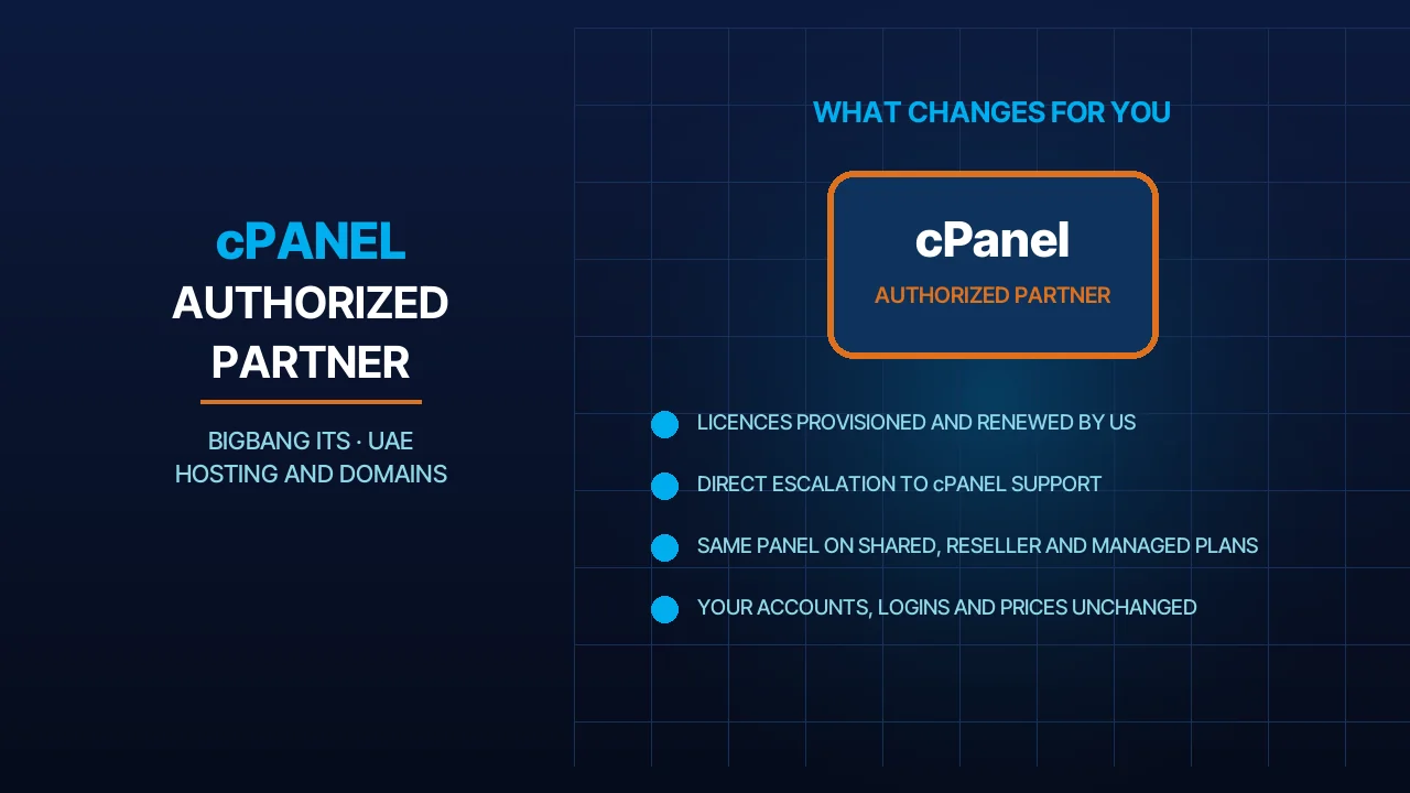 BIGBANG ITS Is Now a cPanel Authorized Partner: What It Means for Your Hosting and Domains in the UAE