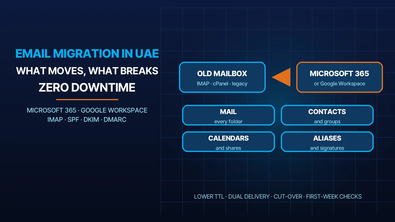 Business Email Migration in the UAE: What Moves, What Breaks, and How We Do It Without Downtime