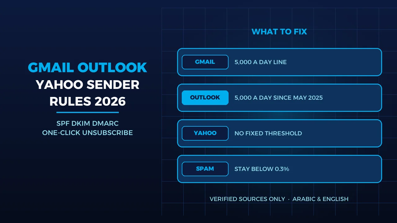 Gmail, Outlook and Yahoo sender rules 2026 for UAE companies: SPF, DKIM, DMARC and one-click unsubscribe