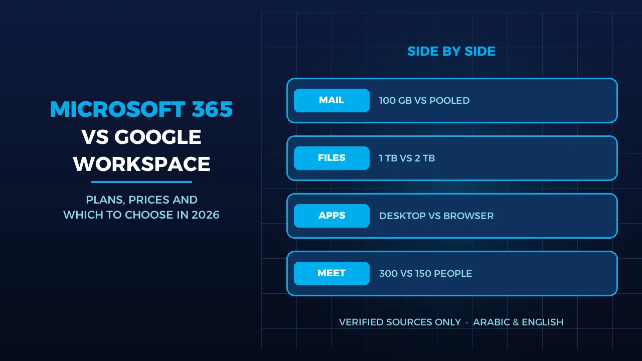 Microsoft 365 مقابل Google Workspace لشركة في الإمارات: الباقات والأسعار وأيّهما تختار (2026)