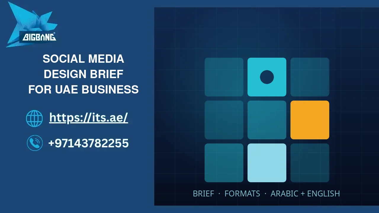 Social media design brief for a UAE business: a grid of post designs